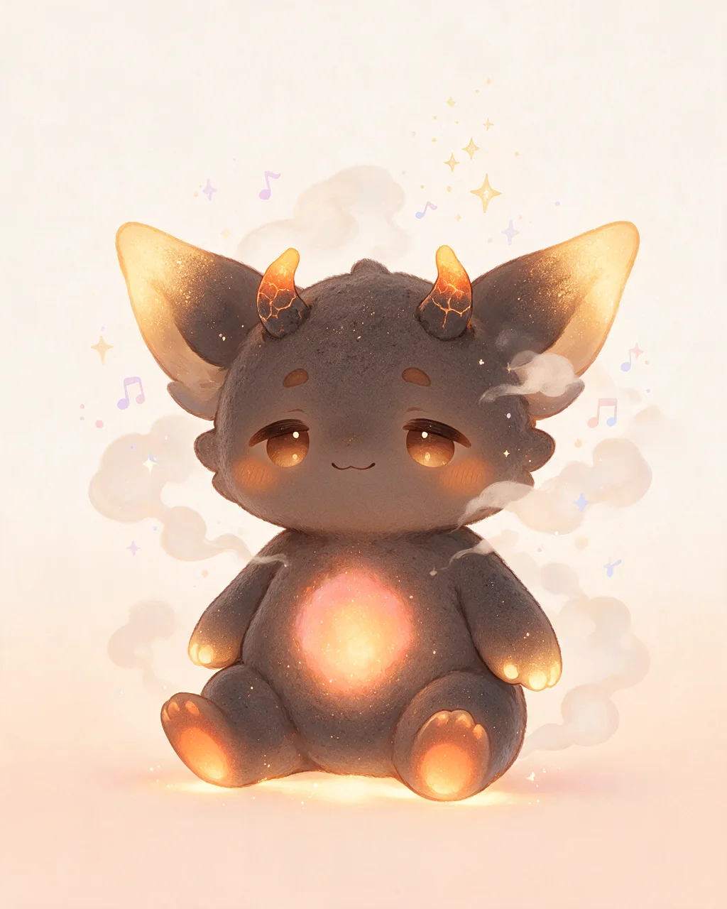 Original fantasy creature artwork of Hearthmote, a Serene Ember-element creature.