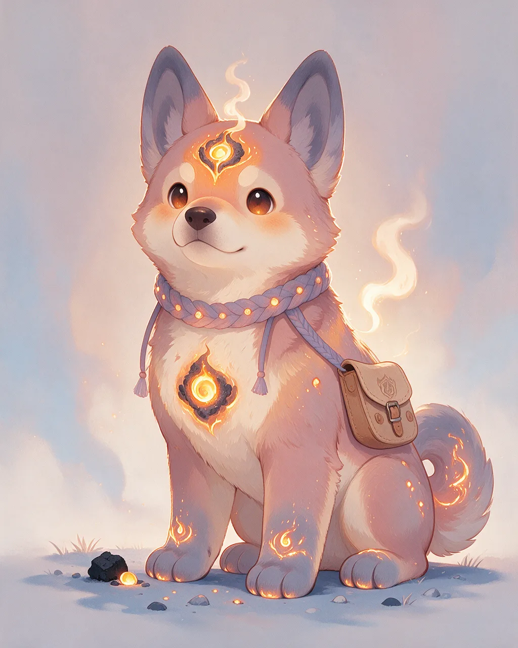 Evolved second-generation artwork of Hearthound Sage, a Loyal Ember-element creature.
