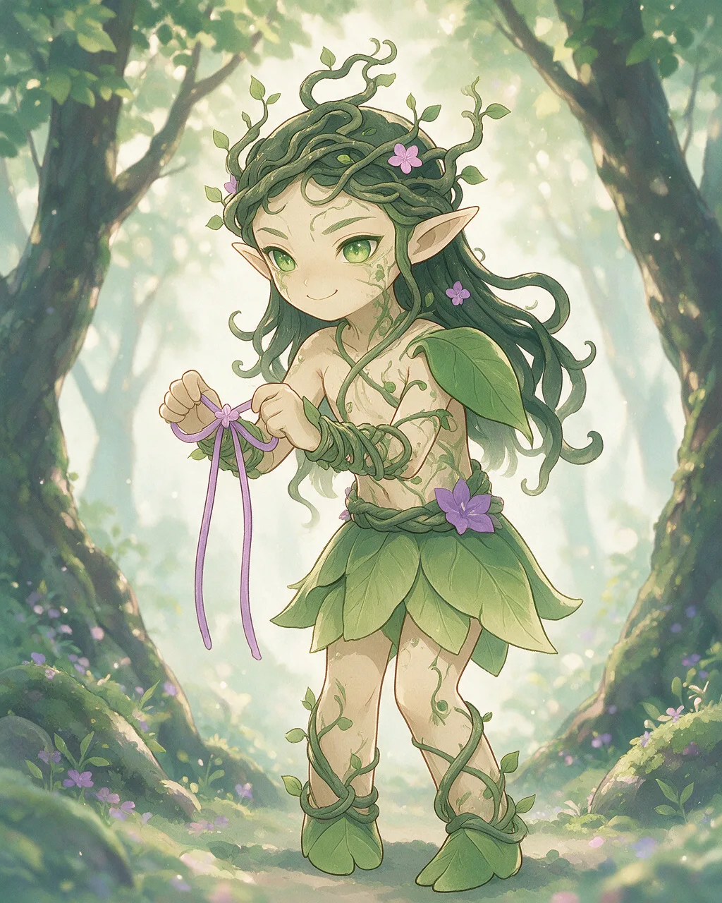 Evolved second-generation artwork of Ivyjinx Grand, a Mischievous Grove-element creature.