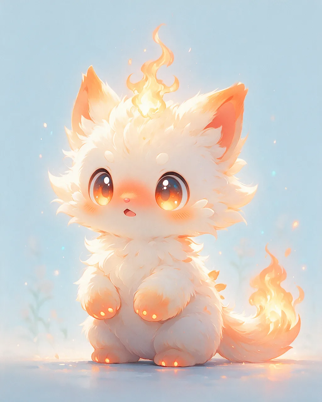 Original fantasy creature artwork of Kindlesoft, a Gentle Ember-element creature.
