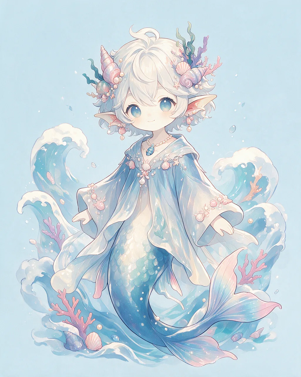 Evolved second-generation artwork of Lagoonlull Grand, a Gentle Tide-element creature.