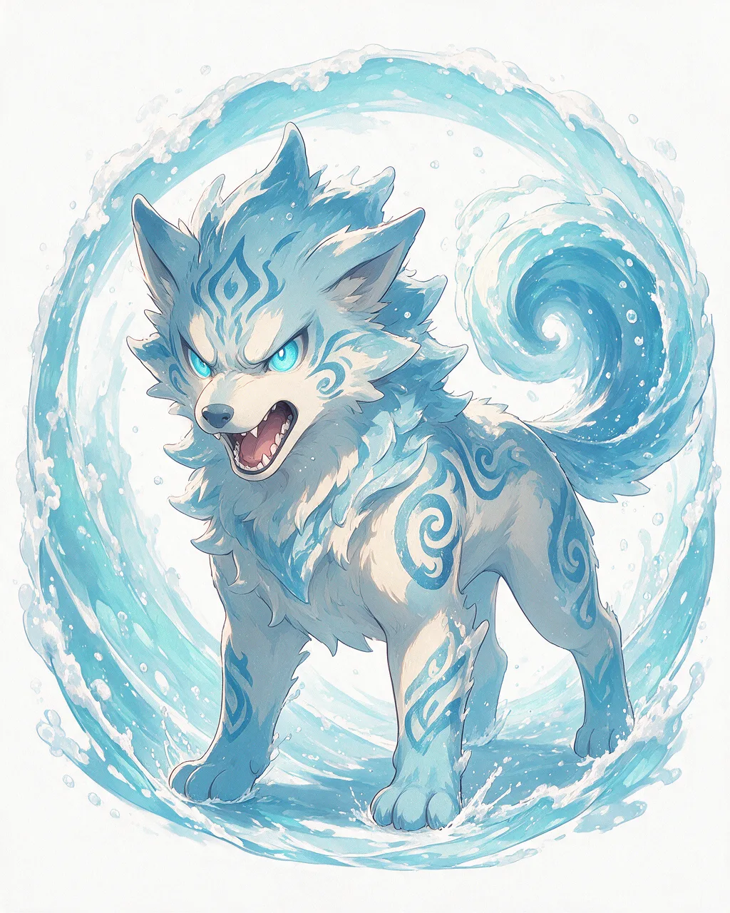 Evolved second-generation artwork of Maelstromfang Noble, a Fierce Tide-element creature.