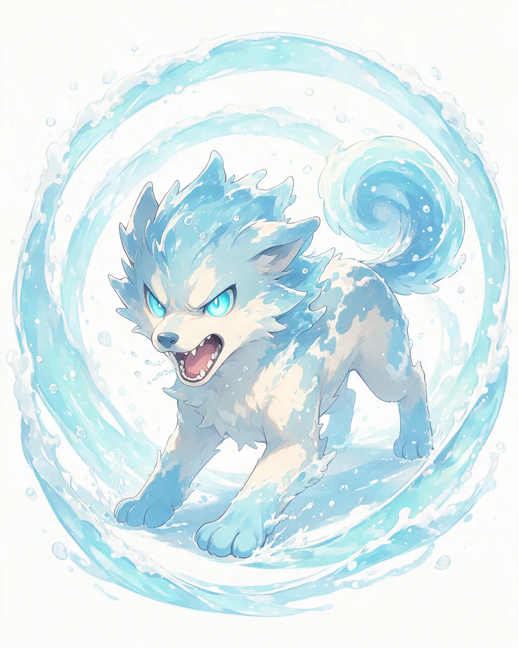 Original fantasy creature artwork of Maelstromfang, a Fierce Tide-element creature.