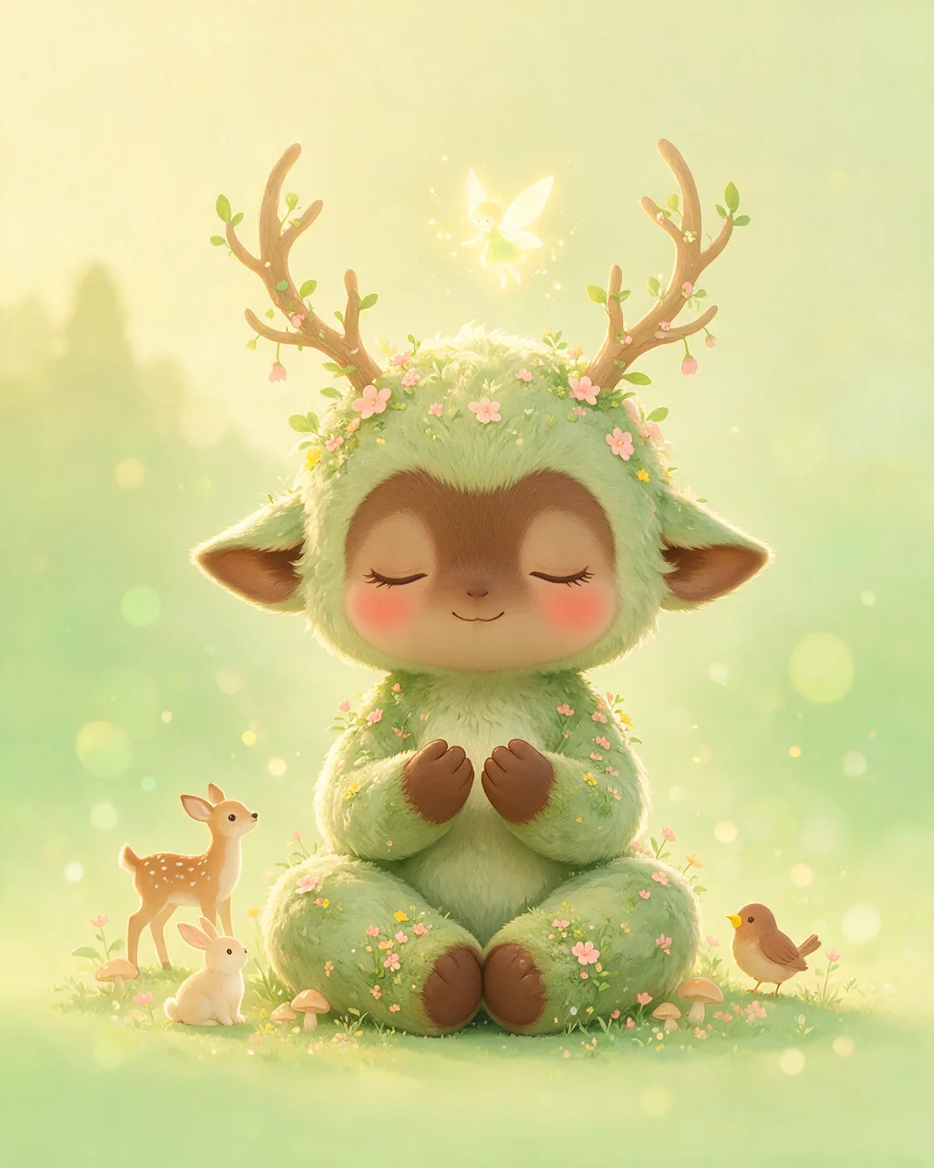 Original fantasy creature artwork of Meadowmoss, a Serene Grove-element creature.