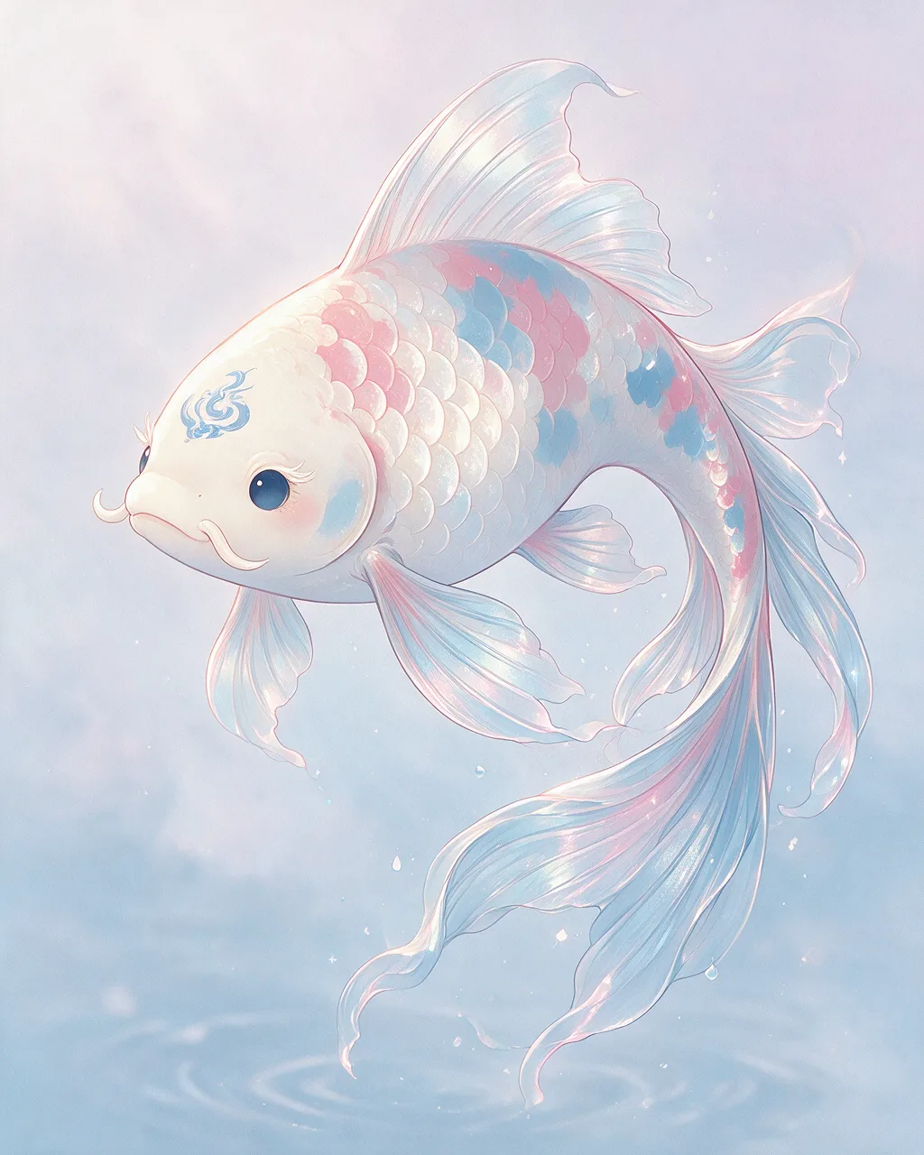 Evolved second-generation artwork of Mistkoi Venerable, a Serene Tide-element creature.