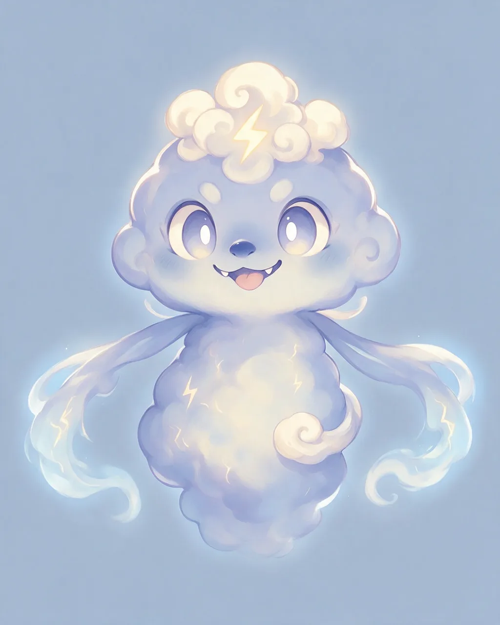 Original fantasy creature artwork of Misttease, a Mischievous Storm-element creature.