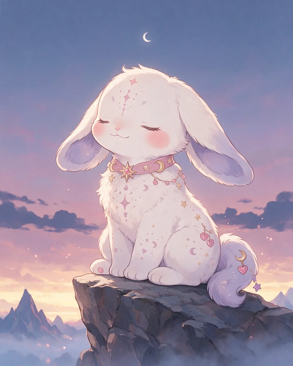 Original fantasy creature artwork of Mooncalm, a Serene Dusk-element creature.