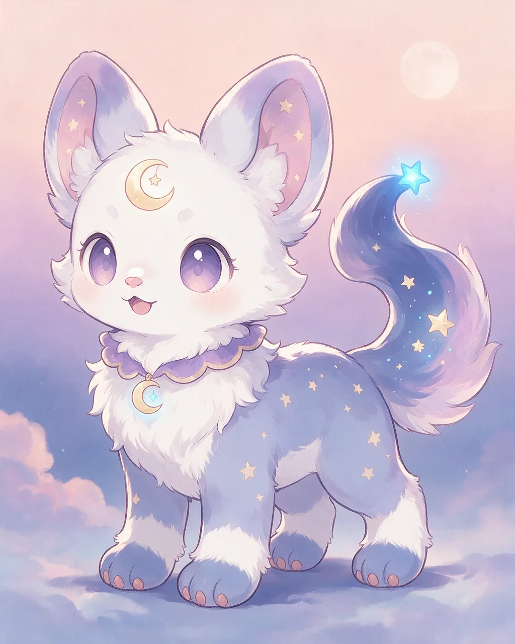 Original fantasy creature artwork of Mooncompanion, a Loyal Dusk-element creature.