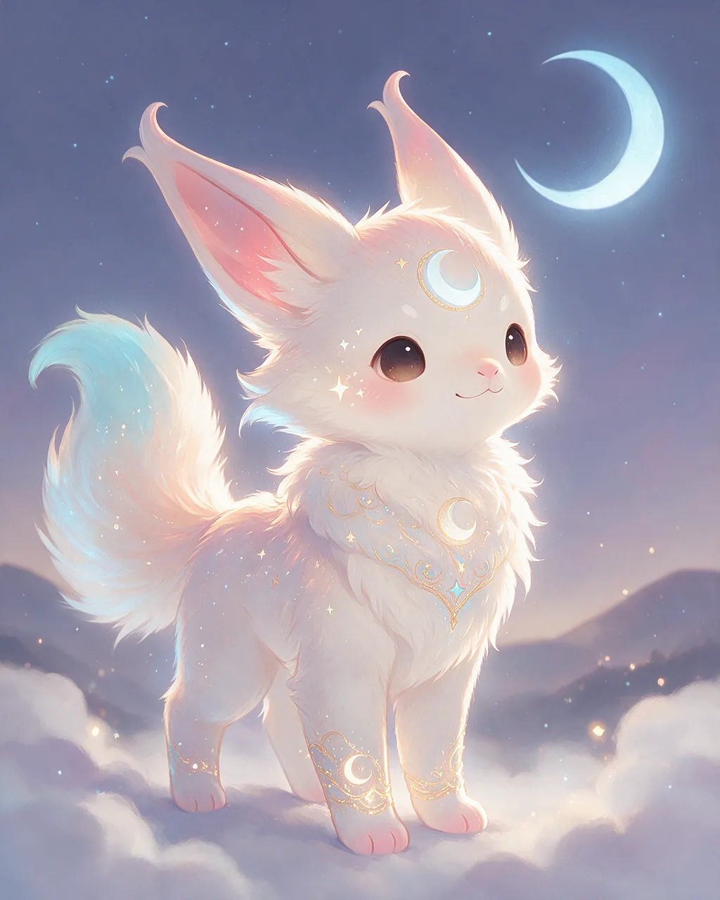 Evolved second-generation artwork of Moonlight Prime, a Gentle Dusk-element creature.