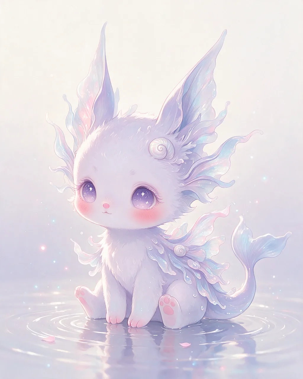 Original fantasy creature artwork of Moonpool, a Gentle Tide-element creature.