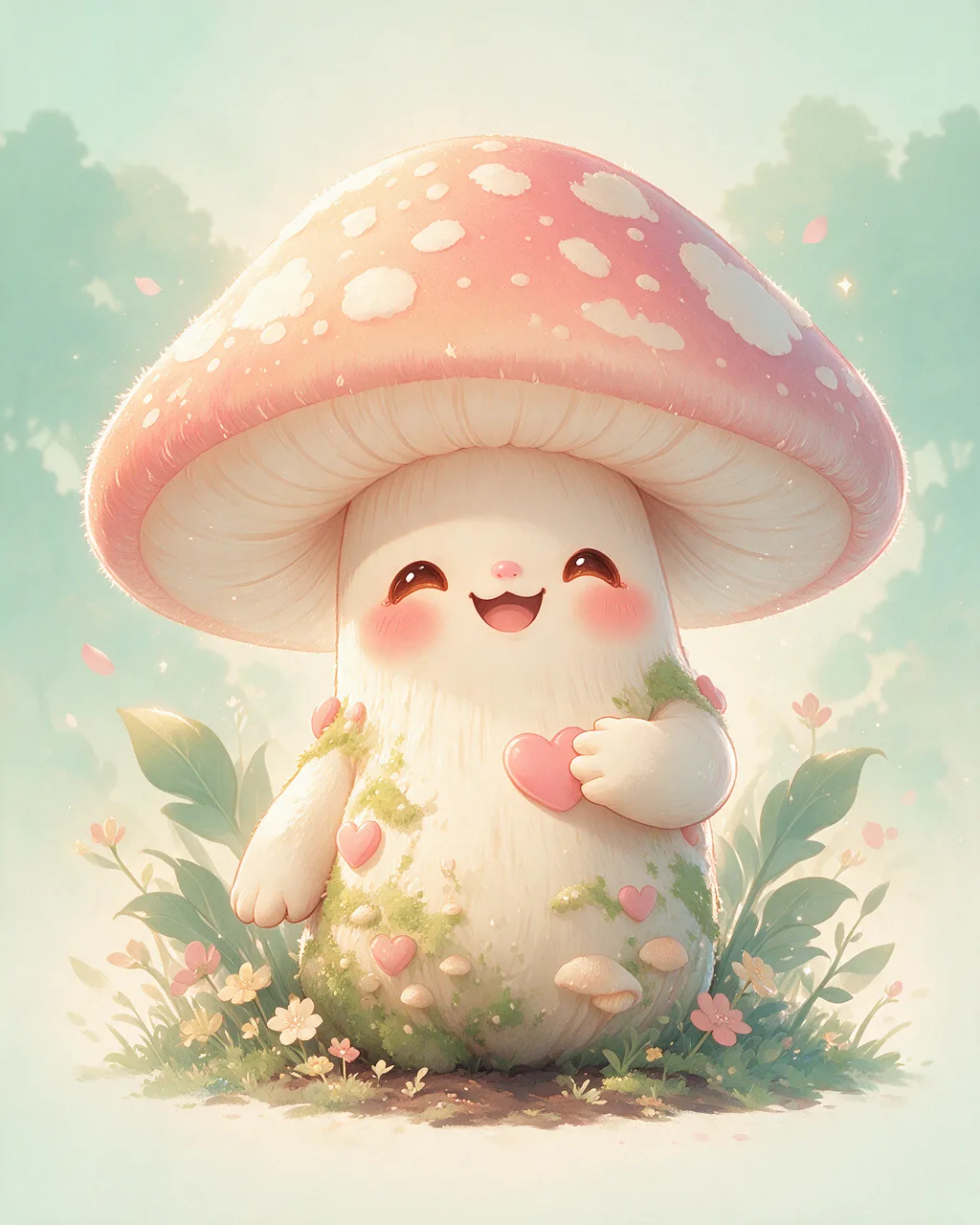 Evolved second-generation artwork of Mushroomprank Sage, a Mischievous Grove-element creature.