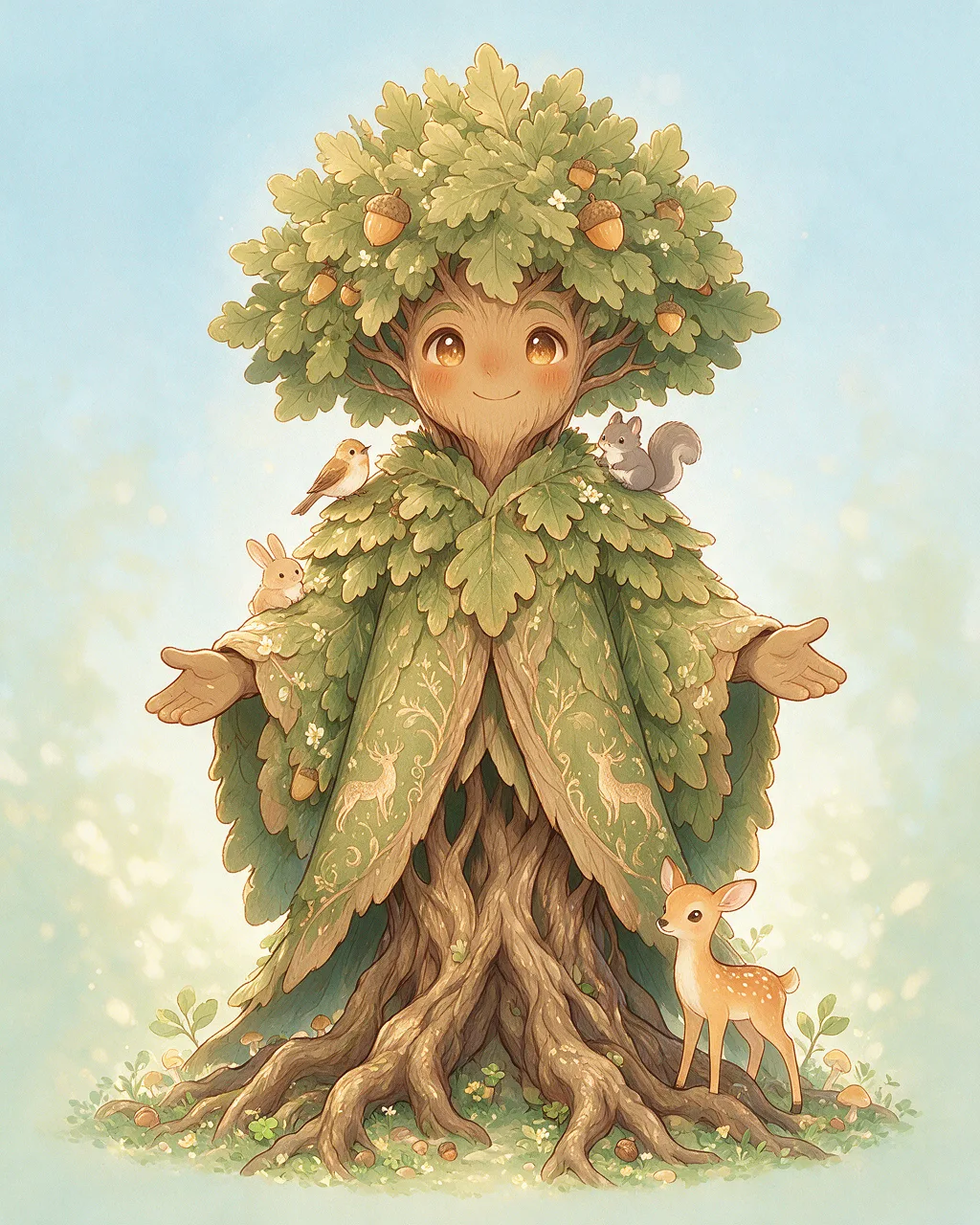 Evolved second-generation artwork of Oakcompanion Prime, a Loyal Grove-element creature.