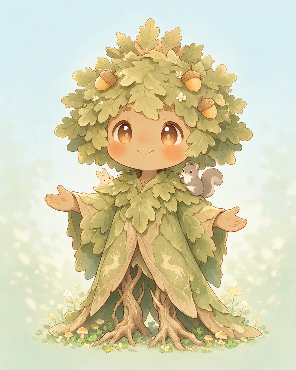 Original fantasy creature artwork of Oakcompanion, a Loyal Grove-element creature.
