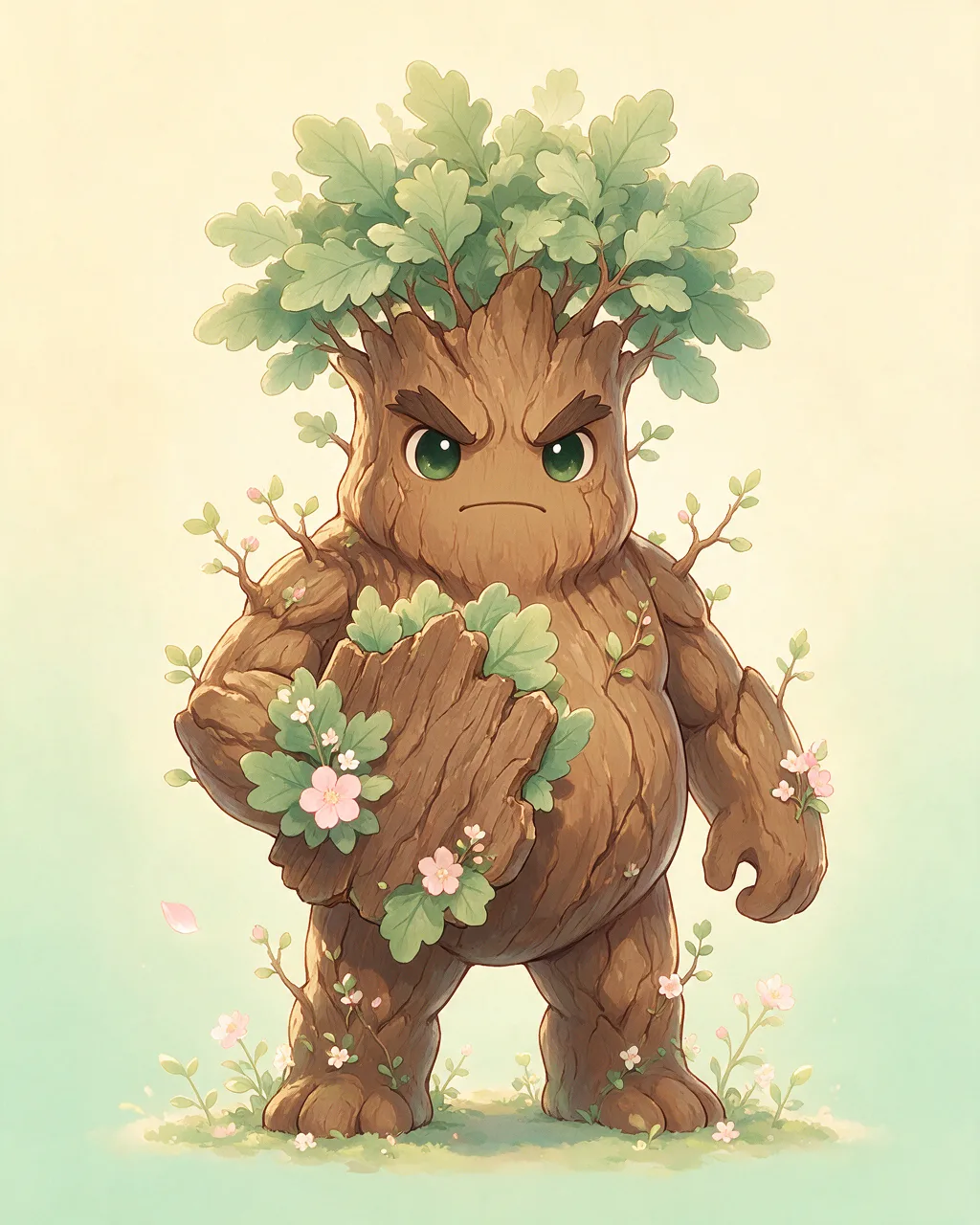Original fantasy creature artwork of Oakhide, a Fierce Grove-element creature.