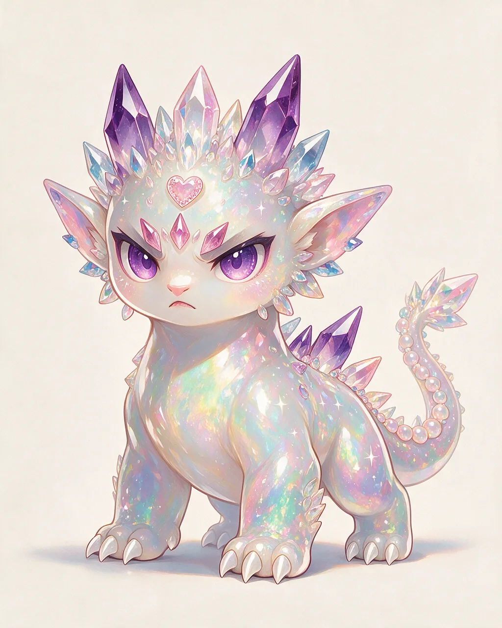 Evolved second-generation artwork of Opalstrike Venerable, a Fierce Crystal-element creature.