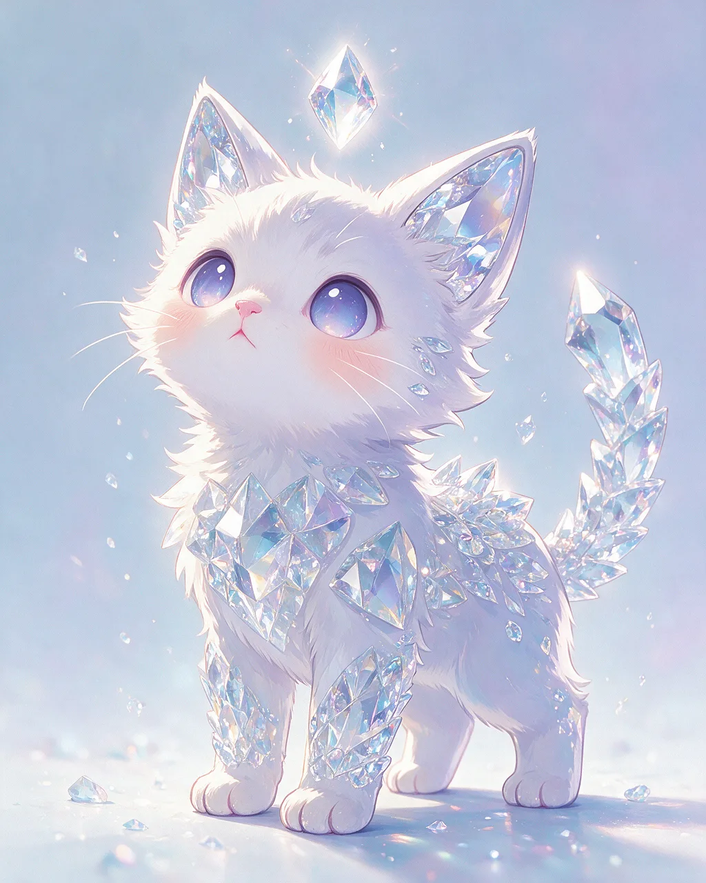 Evolved second-generation artwork of Prismkit Regal, a Curious Crystal-element creature.