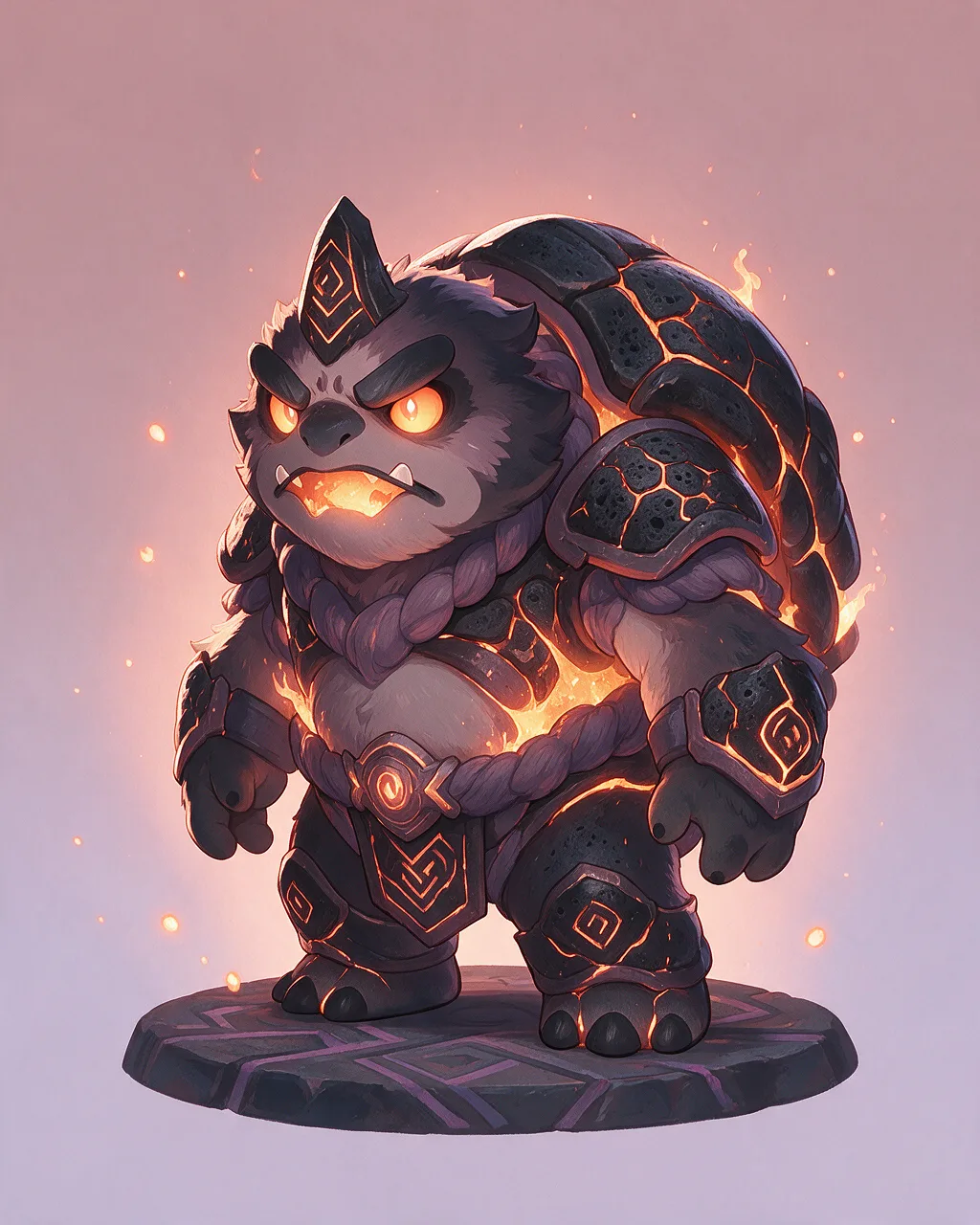 Evolved second-generation artwork of Pyreguard Prime, a Fierce Ember-element creature.