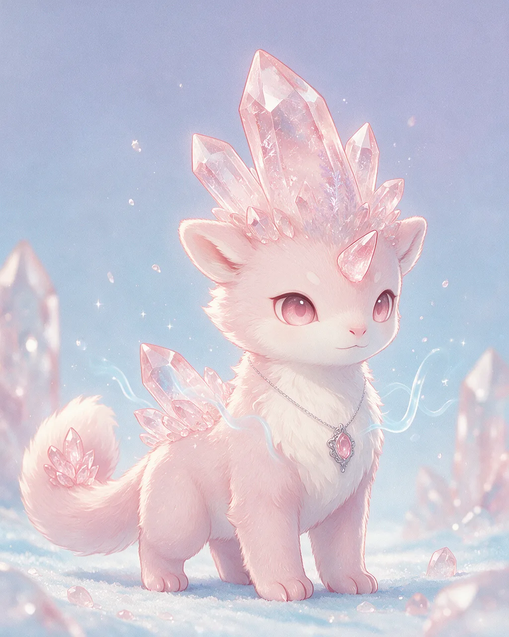 Evolved second-generation artwork of Quartzrest Prime, a Serene Crystal-element creature.