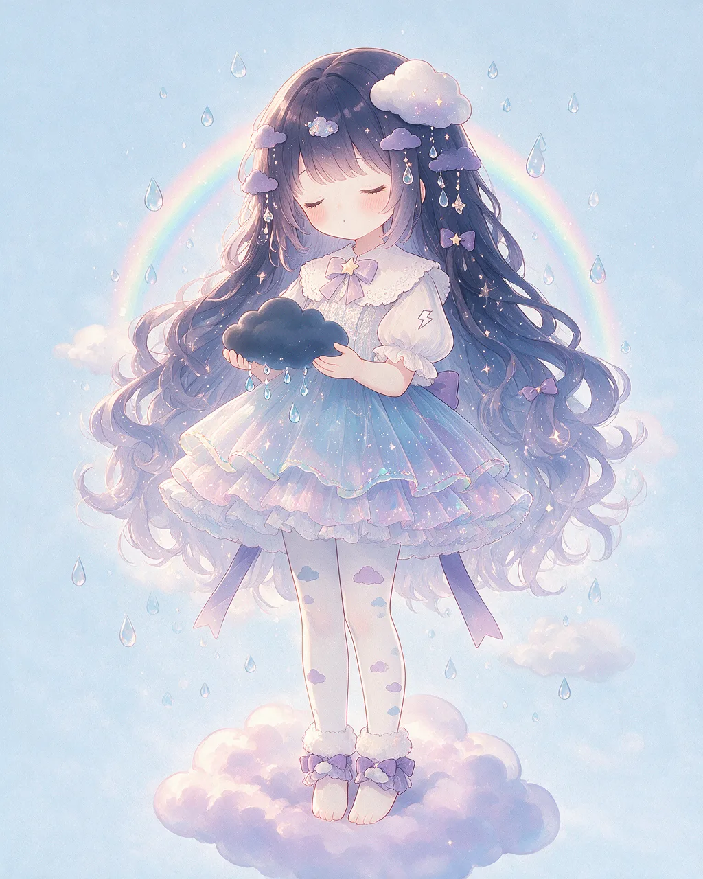 Evolved second-generation artwork of Rainsigh Prime, a Serene Storm-element creature.
