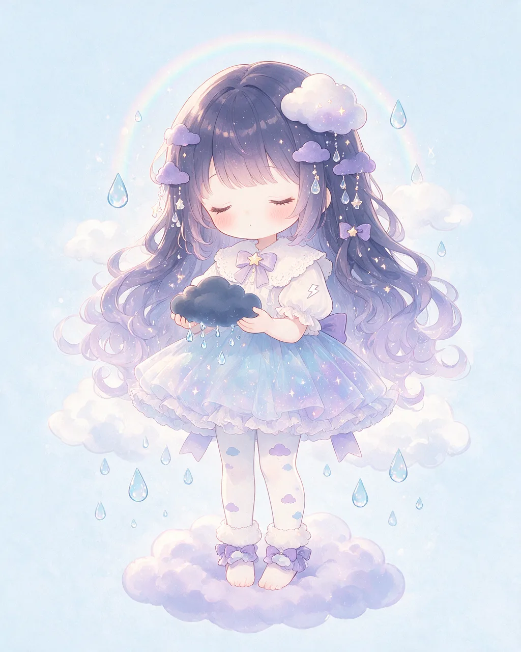 Original fantasy creature artwork of Rainsigh, a Serene Storm-element creature.