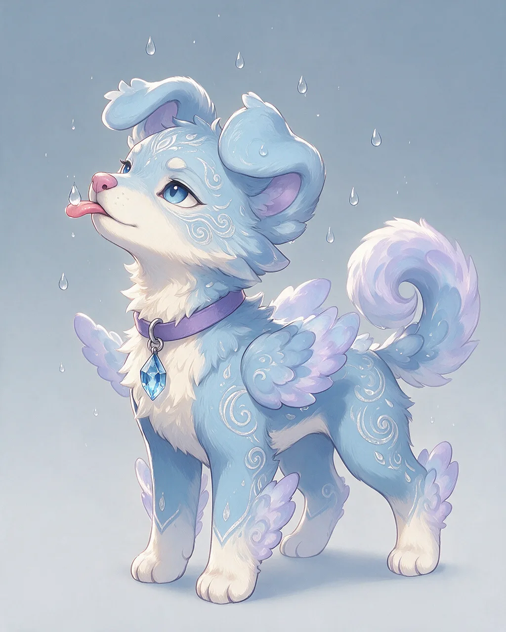 Evolved second-generation artwork of Rainsniff Ancient, a Curious Storm-element creature.