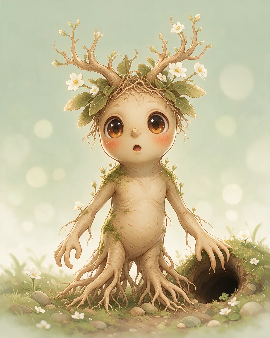 Evolved second-generation artwork of Rootnose Grand, a Curious Grove-element creature.