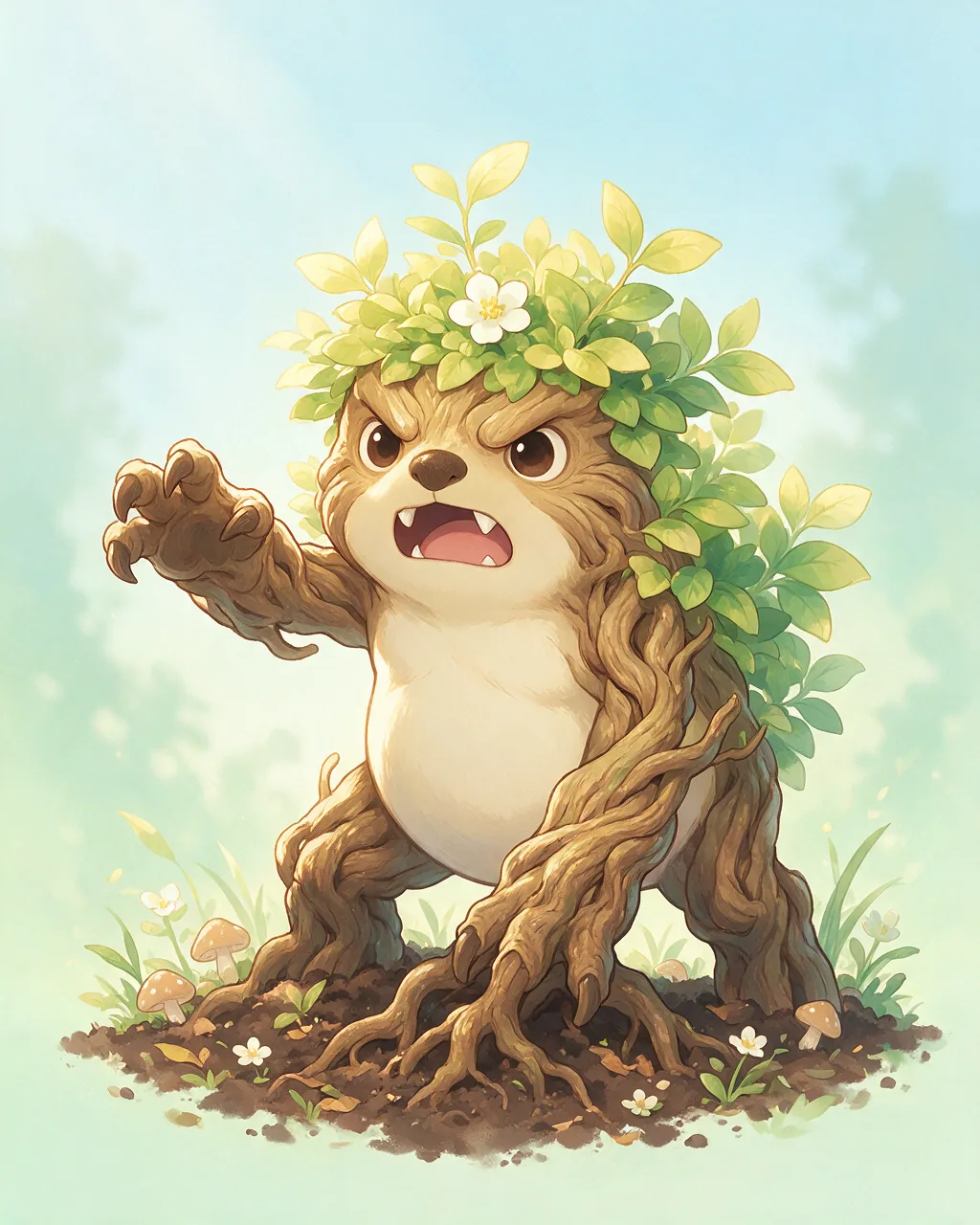 Original fantasy creature artwork of Rootrage, a Fierce Grove-element creature.