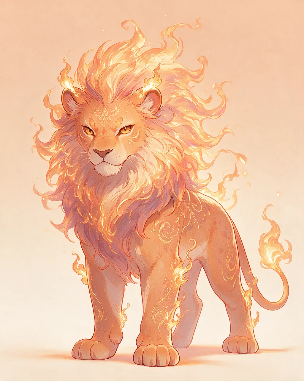 Evolved second-generation artwork of Scorchmane Grand, a Fierce Ember-element creature.