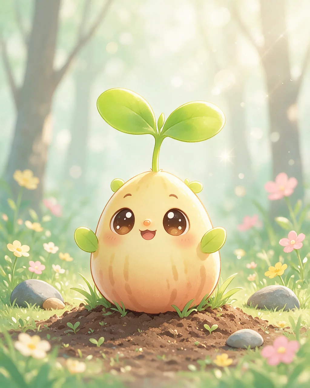 Original fantasy creature artwork of Seedpeek, a Curious Grove-element creature.