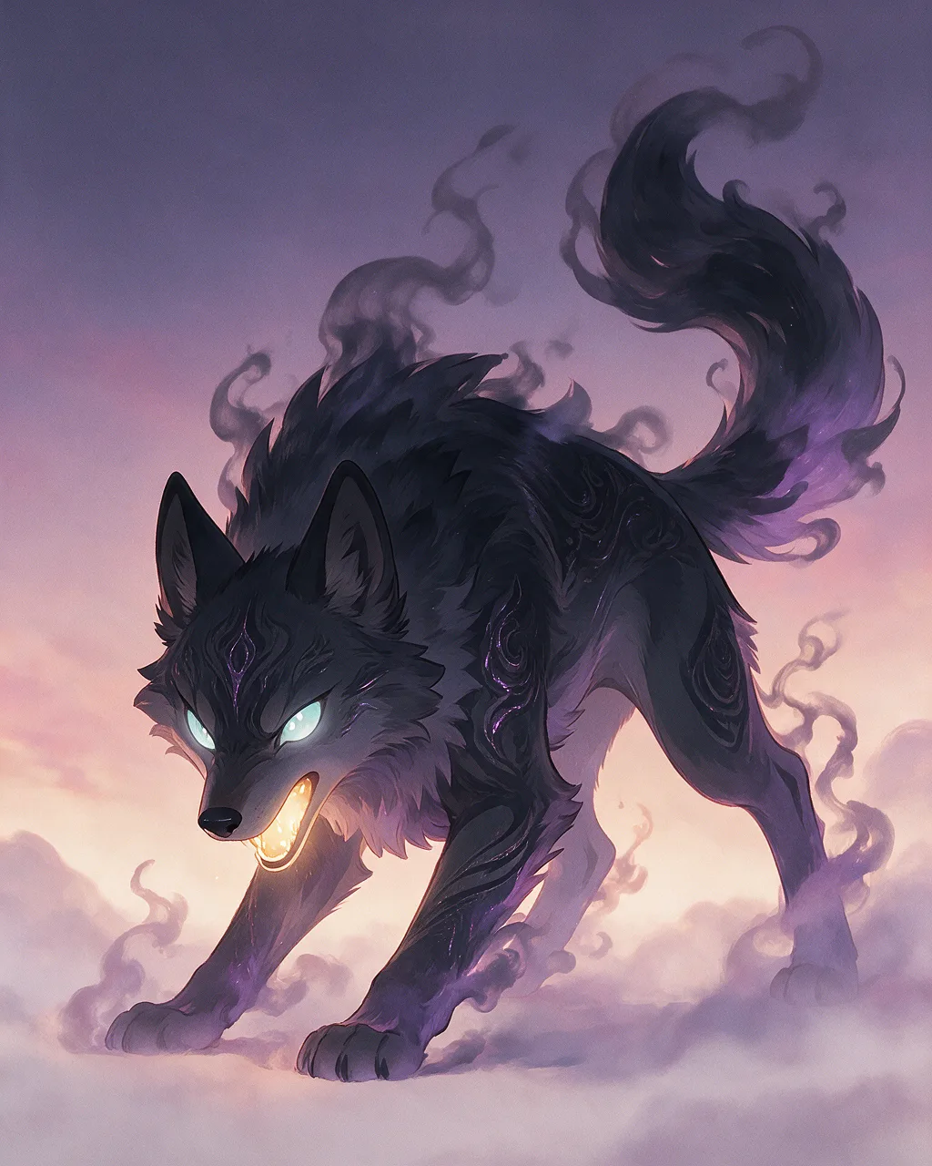 Evolved second-generation artwork of Shadowfang Noble, a Fierce Dusk-element creature.