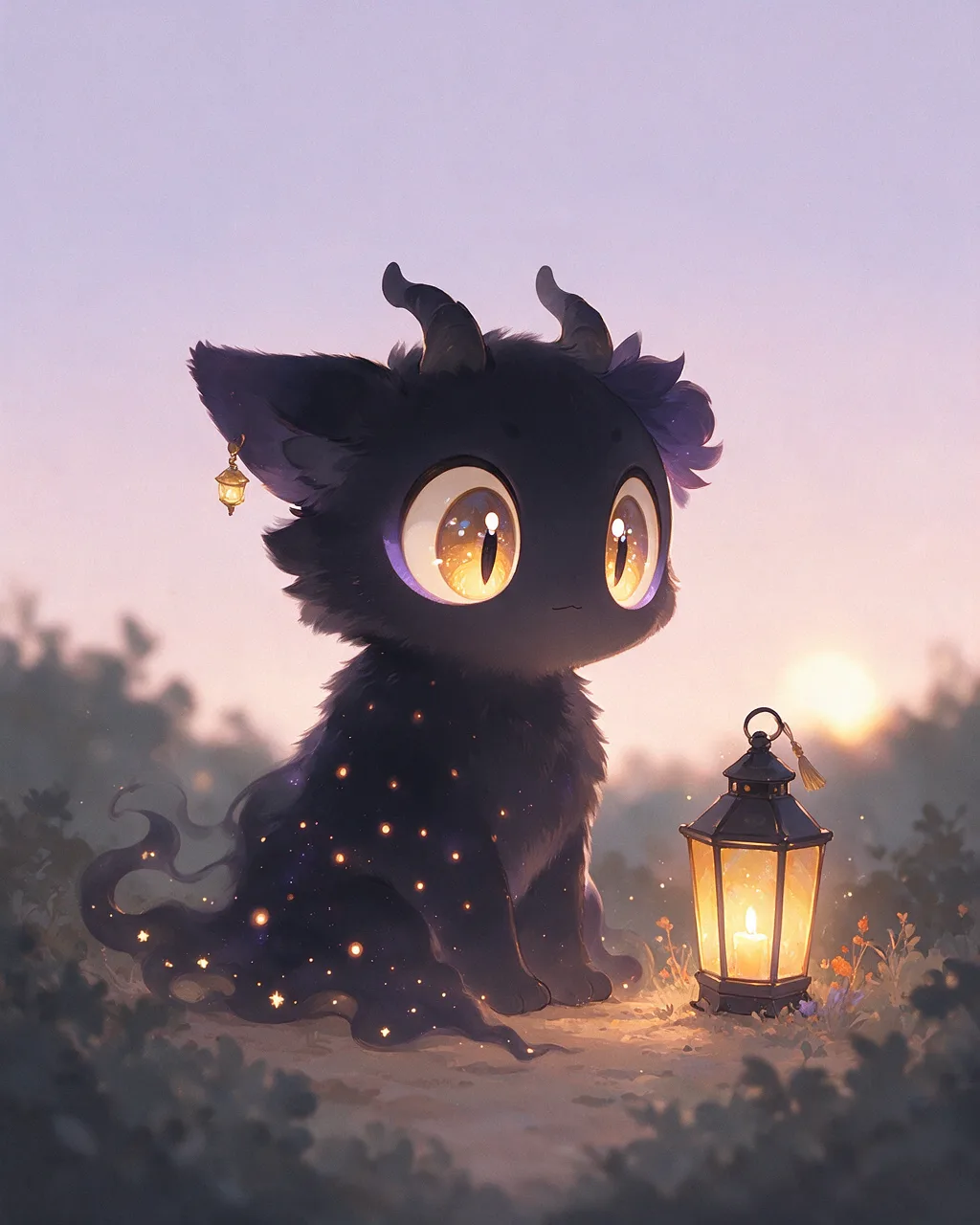 Original fantasy creature artwork of Shadowgaze, a Curious Dusk-element creature.