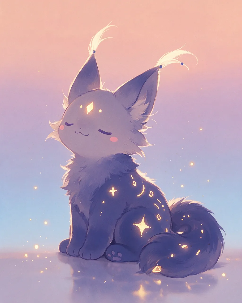 Original fantasy creature artwork of Shadowhush, a Serene Dusk-element creature.