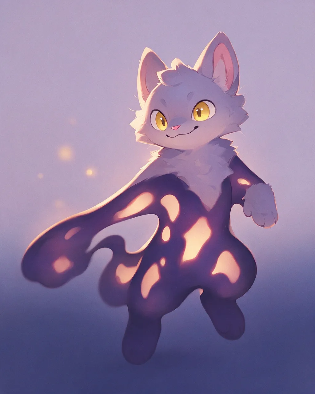 Original fantasy creature artwork of Shadowtrick, a Mischievous Dusk-element creature.