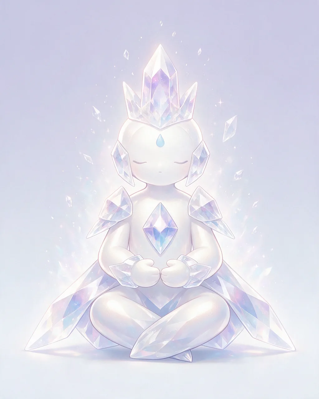 Original fantasy creature artwork of Shardpeace, a Serene Crystal-element creature.
