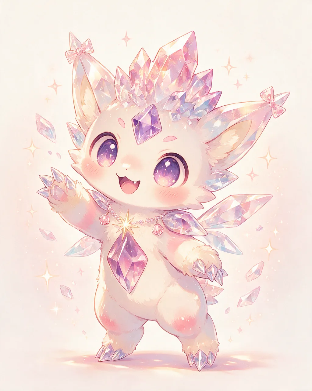 Original fantasy creature artwork of Shardprank, a Mischievous Crystal-element creature.