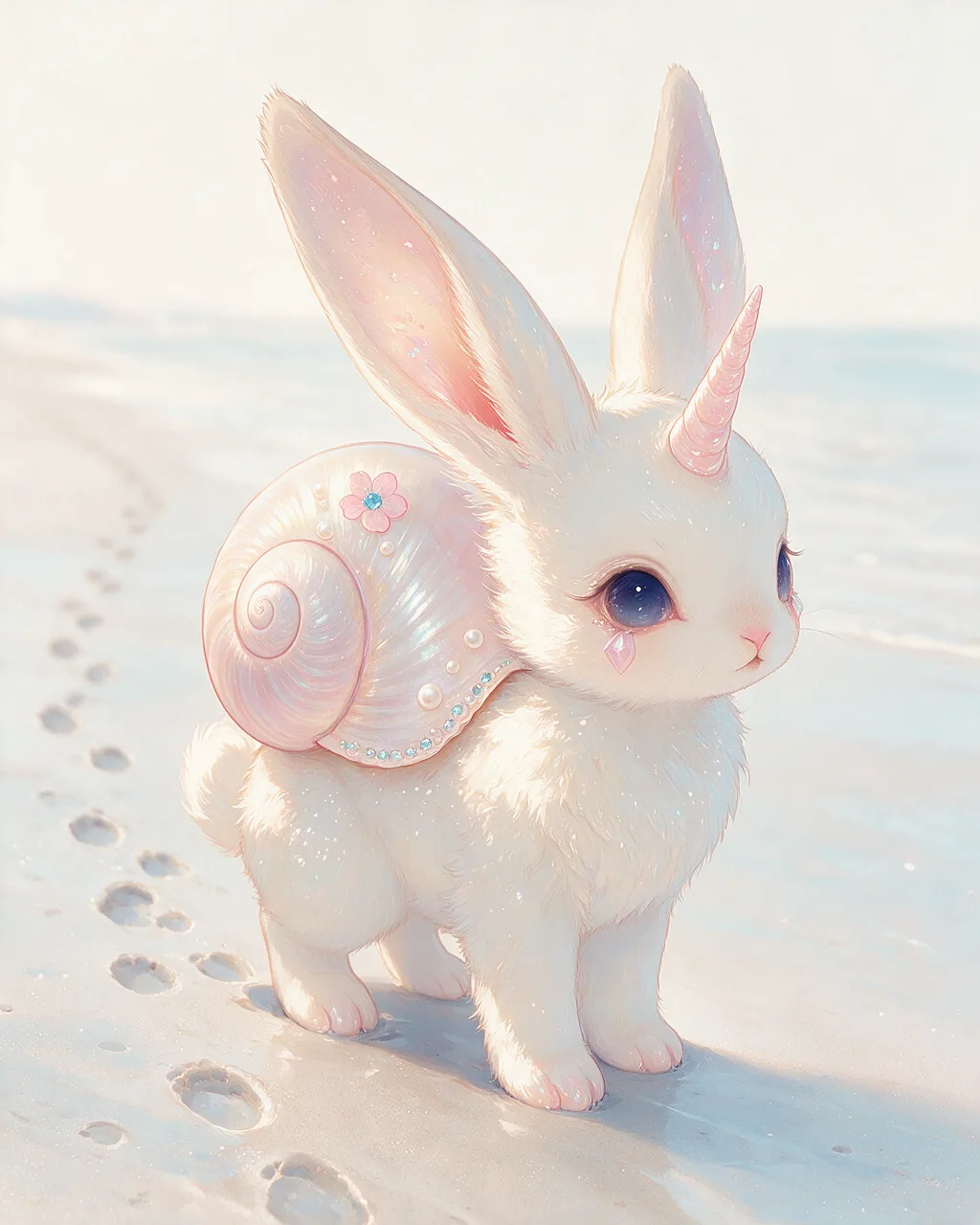 Evolved second-generation artwork of Shellhare Noble, a Gentle Tide-element creature.