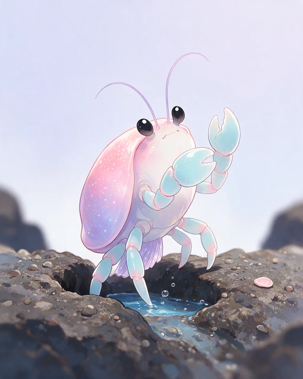 Original fantasy creature artwork of Shellnose, a Curious Tide-element creature.
