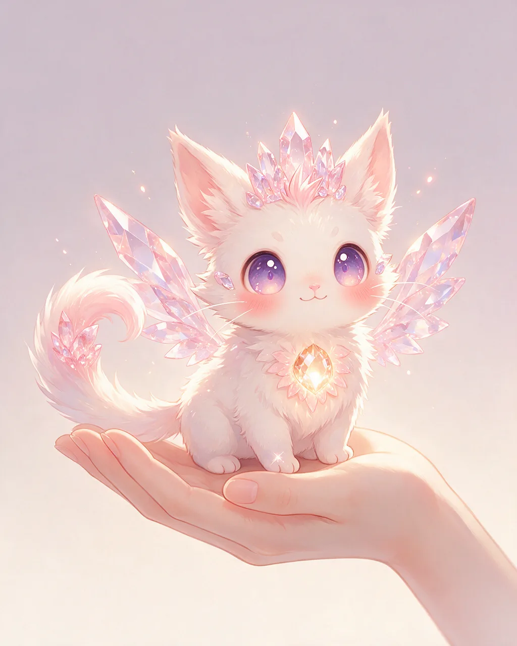 Original fantasy creature artwork of Softgem, a Gentle Crystal-element creature.