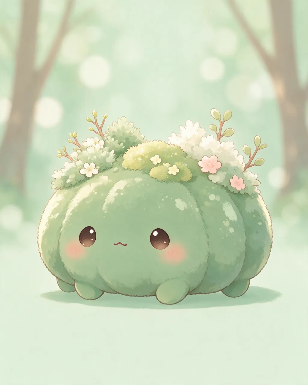Original fantasy creature artwork of Softmoss, a Gentle Grove-element creature.