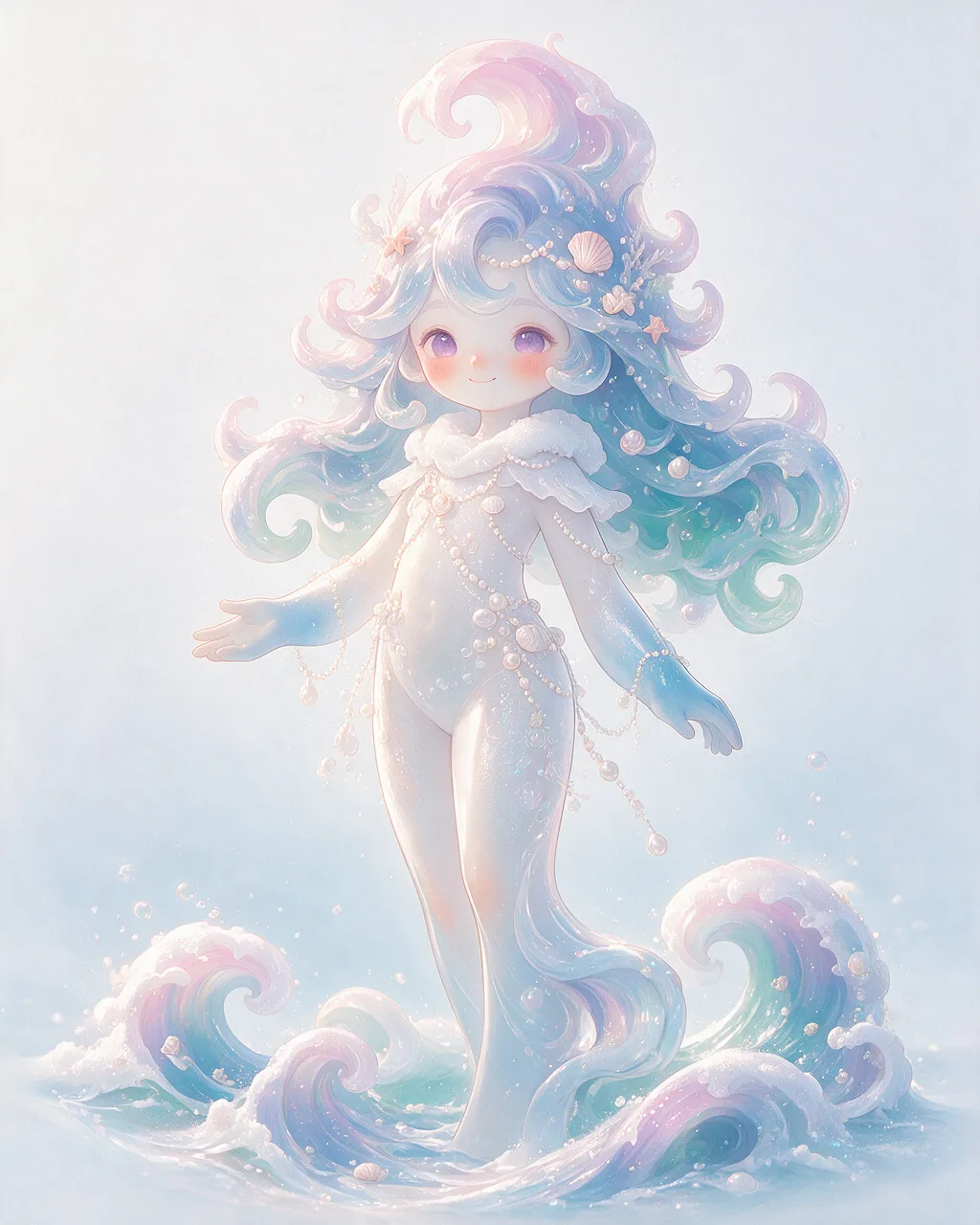Evolved second-generation artwork of Softtide Ancient, a Gentle Tide-element creature.