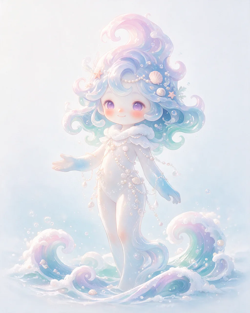 Original fantasy creature artwork of Softtide, a Gentle Tide-element creature.