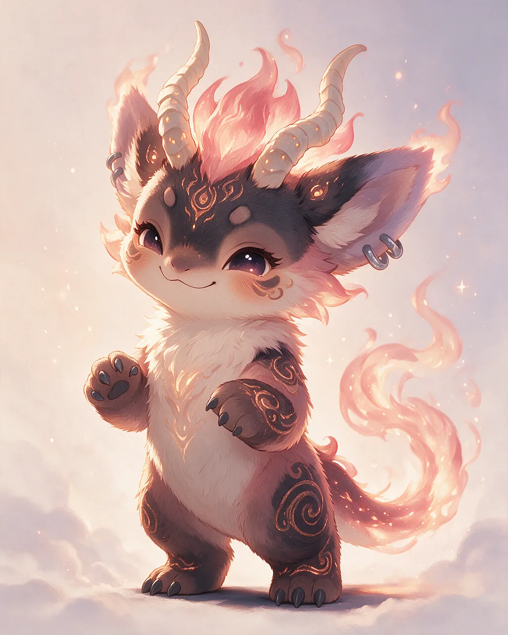 Evolved second-generation artwork of Sparkimp Prime, a Mischievous Ember-element creature.
