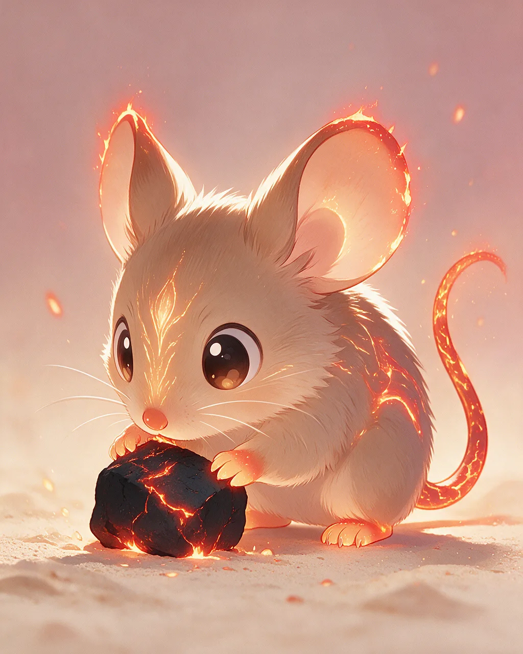 Evolved second-generation artwork of Sparknose Ancient, a Curious Ember-element creature.