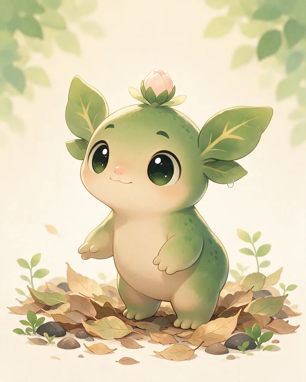Original fantasy creature artwork of Sprigpaw, a Curious Grove-element creature.