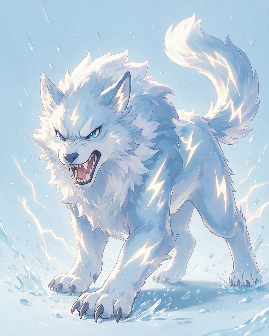 Evolved second-generation artwork of Squallfang Venerable, a Fierce Storm-element creature.
