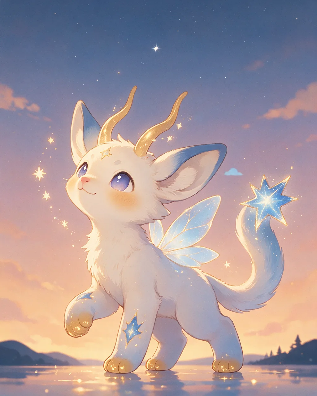 Original fantasy creature artwork of Starnose, a Curious Dusk-element creature.