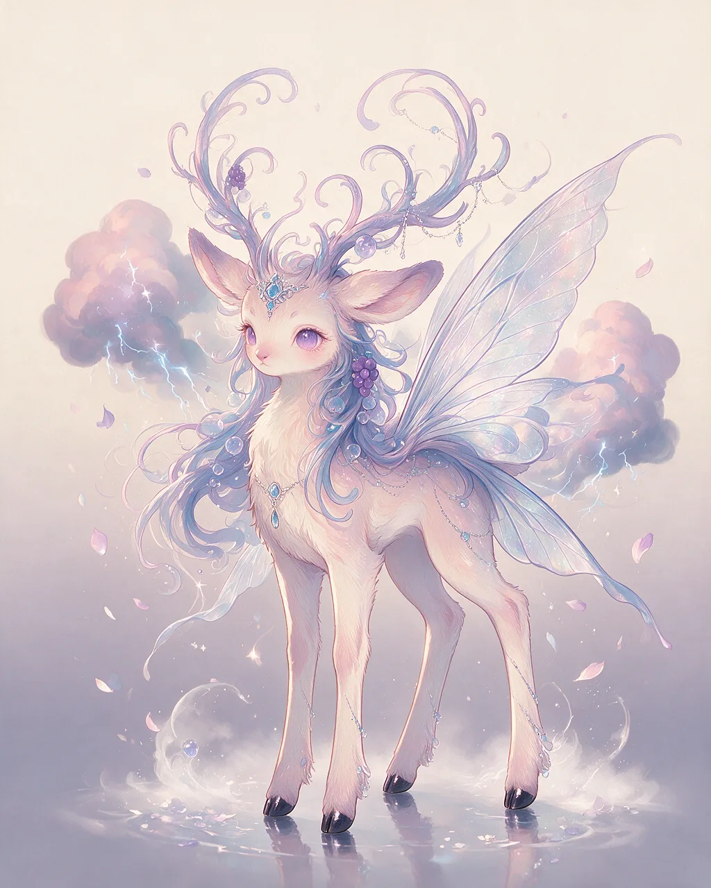 Evolved second-generation artwork of Stillwind Noble, a Serene Storm-element creature.