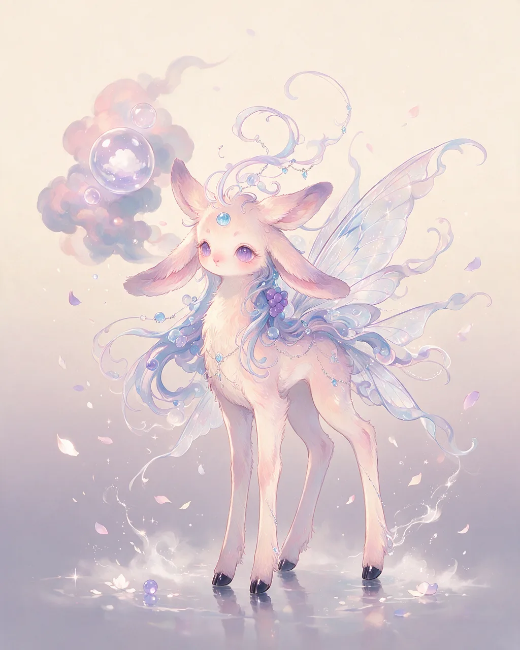 Original fantasy creature artwork of Stillwind, a Serene Storm-element creature.