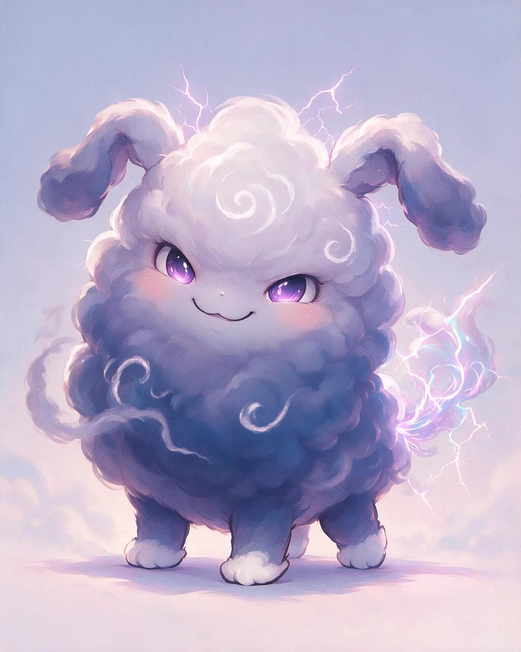Evolved second-generation artwork of Stormling Grand, a Mischievous Storm-element creature.