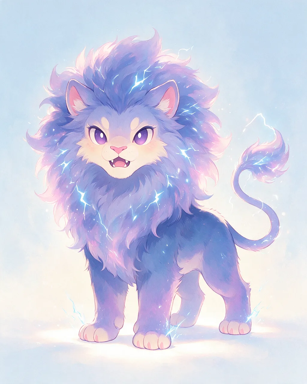 Original fantasy creature artwork of Stormmane, a Fierce Storm-element creature.